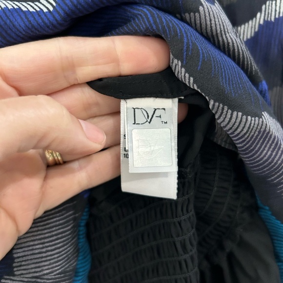 Diane Von Furstenberg Women's Sz 0 Kelley Smocked Chiffon Silk Peacock Dress DVF - Picture 4 of 14